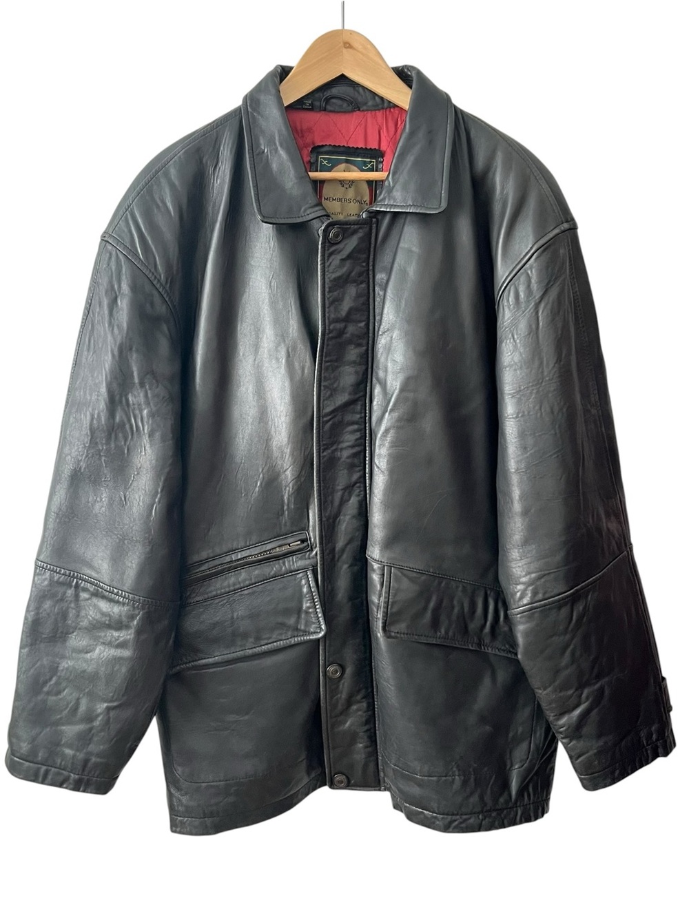 Members Only Black Leather Jacket Coat